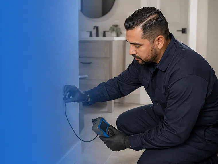 Leak detection equipment locating a hidden leak