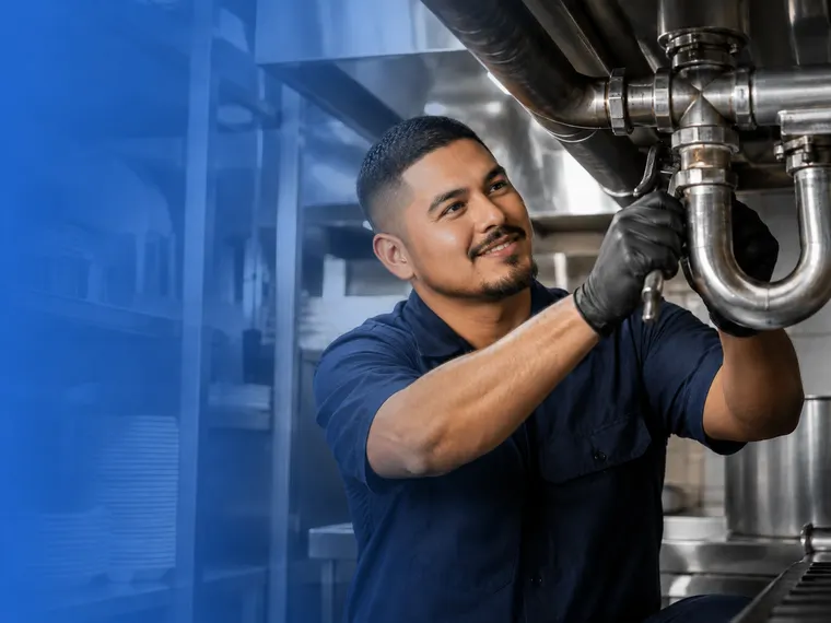 Commercial plumbing service at a business